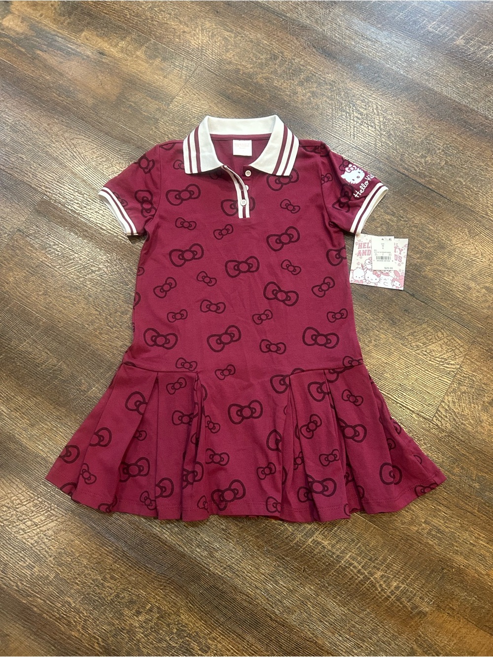 Hello Kitty Burgundy Polo Dress with White Trim